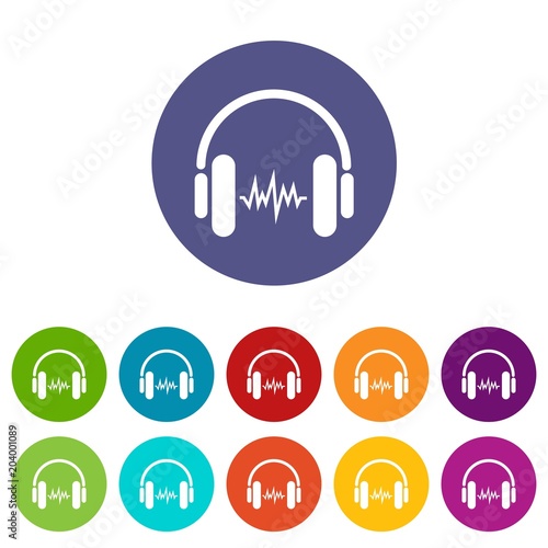 Sound in headphones icon, simple style