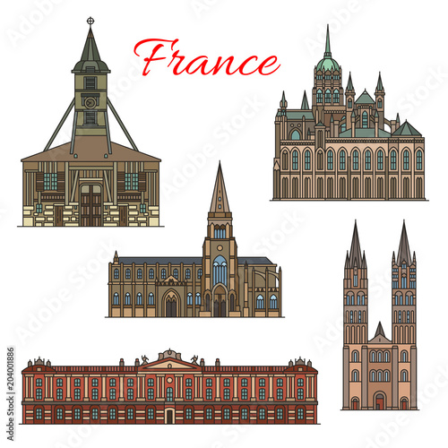 France travel landmarks vector facade buildings