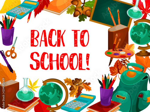 Back to School vector lesson stationery poster
