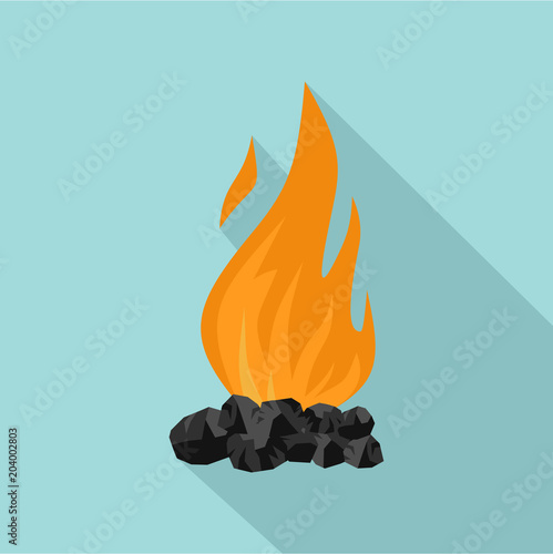 Coal fire icon. Flat illustration of coal fire vector icon for web design