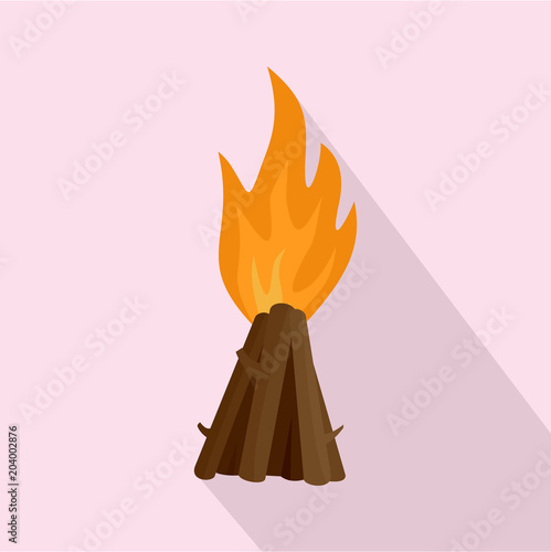 Tepee fire icon. Flat illustration of tepee fire vector icon for web design