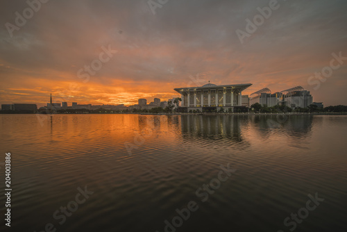 Sunrise view at Masjid Besi  Iron Mosque  or Masjid Tuanku Mizan Zainal Abidin  Putrajaya  Malaysia