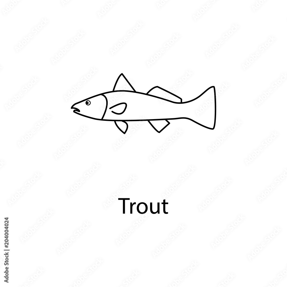 Fototapeta premium trout icon. Element of marine life for mobile concept and web apps. Thin line trout icon can be used for web and mobile. Premium icon