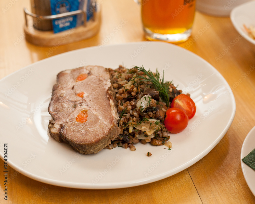 roast beef with buckwheat and vegetables roast beef with buckwheat and vegetables