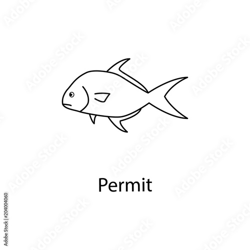 permit icon. Element of marine life for mobile concept and web apps. Thin line permit icon can be used for web and mobile. Premium icon