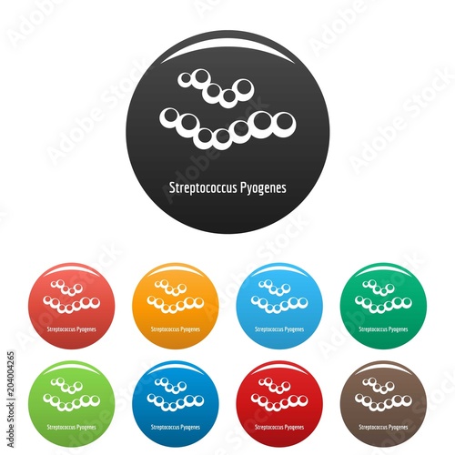 Streptococcus pyogenes icon. Simple illustration of streptococcus pyogenes vector icons set color isolated on white