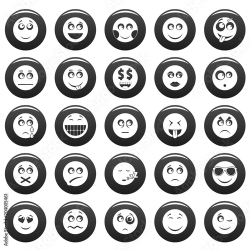 Smile icon set. Simple illustration of 50 smile vector icons black isolated