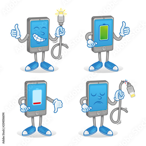 Set smartphone with battery charge 
