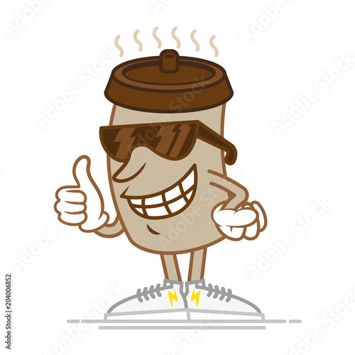 Happy paper cup with coffee 