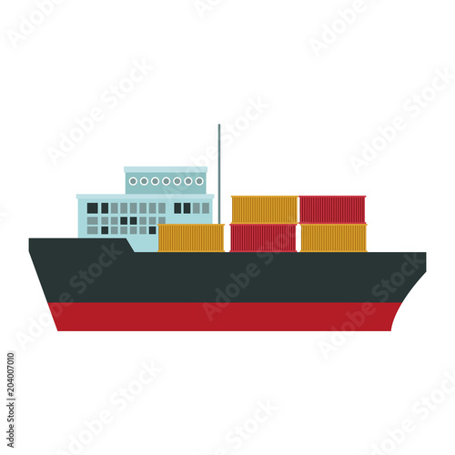 Freigther ship with containers vector illustration graphic design