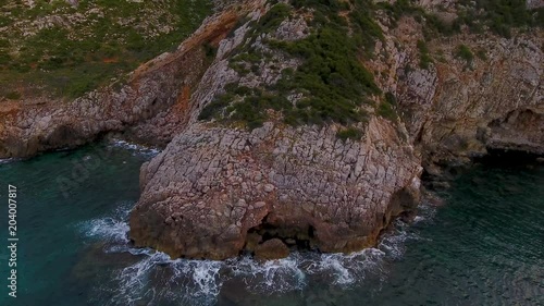 A view from the air to the coast and the sea near the city of Denia. District of Valencia, spring in Spain photo