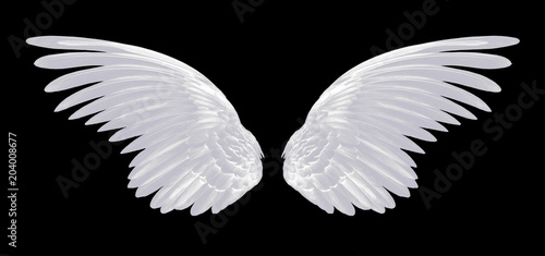 Fototapeta Naklejka Na Ścianę i Meble -  white wings isolated on black background