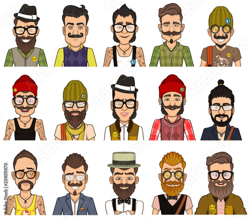 Set of avatars hipsters