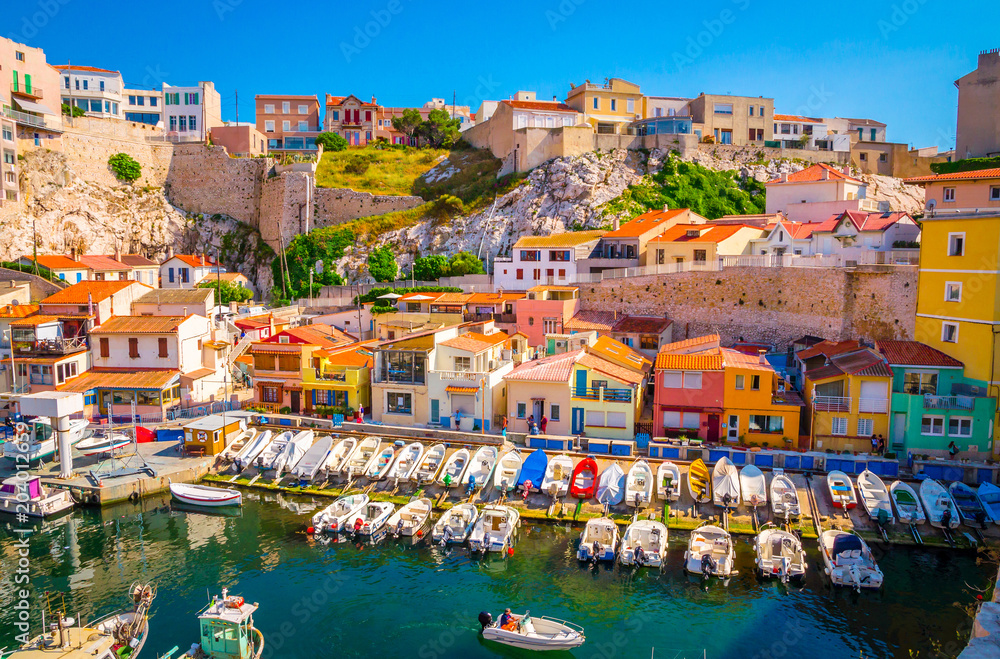 The Vallon des Auffes - fishing haven with small old houses, Marseilles, France