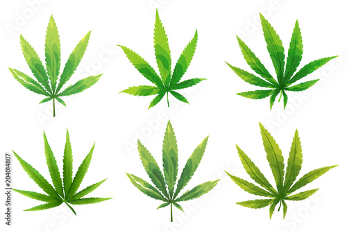 A set of cannabis icons, Marijuana leafs.