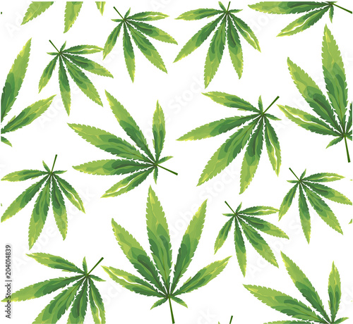 Marijuana leaves seamless vector pattern.