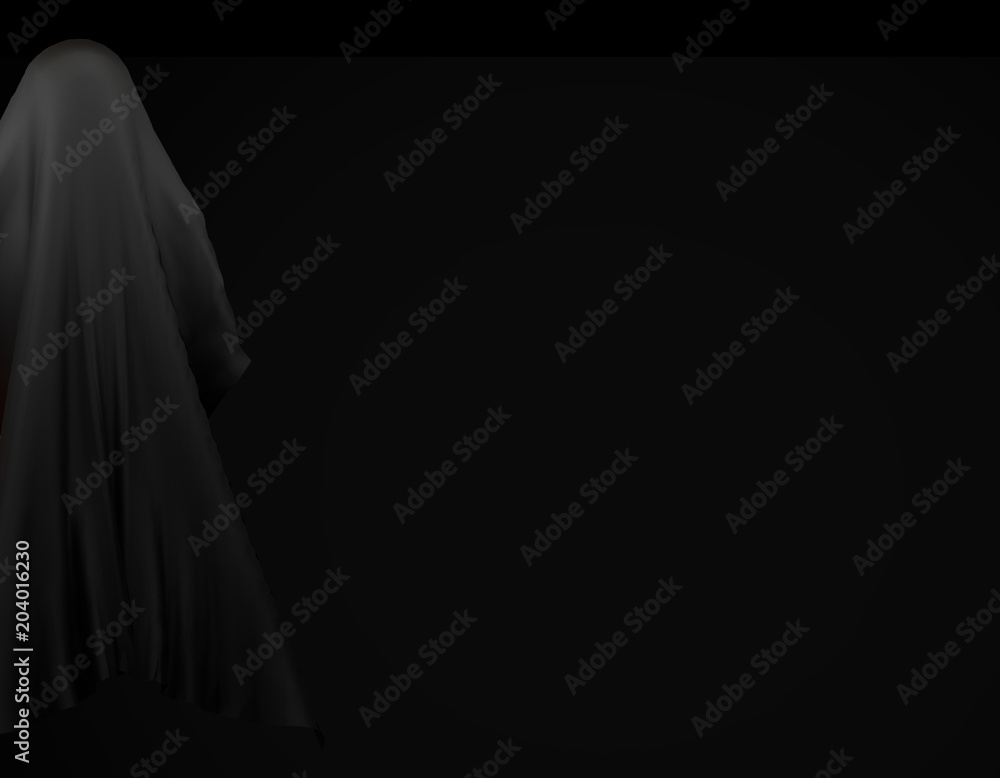 black unknown ghost garment 3d illustration