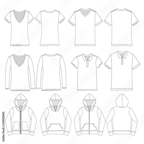 Vector template of Various Clothing