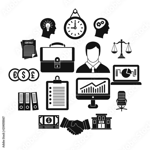 Banking icons set, simple style