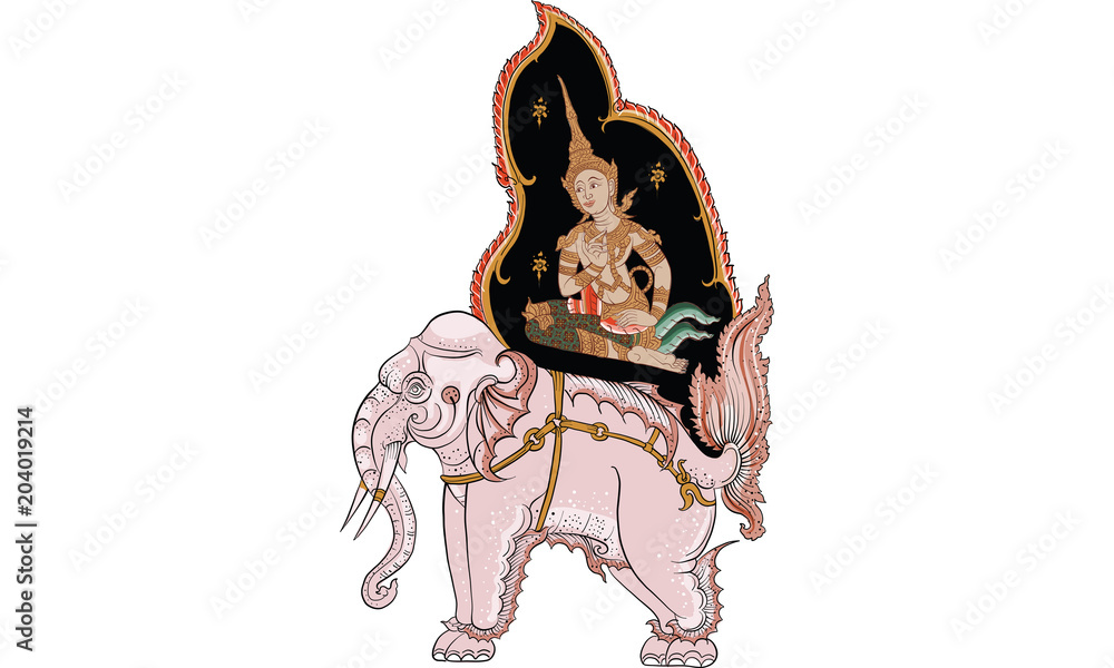 Fototapeta premium Thai traditional tattoo, Thai traditional painting in temple vector