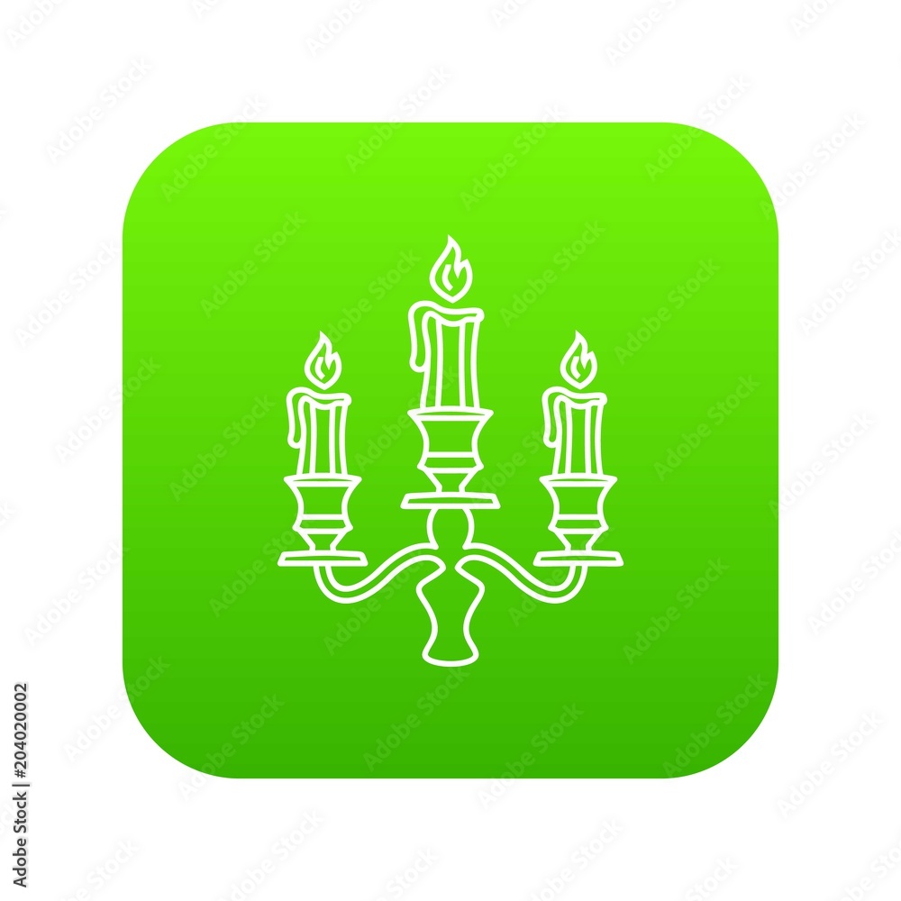 Fototapeta premium Candelabra candle icon green vector