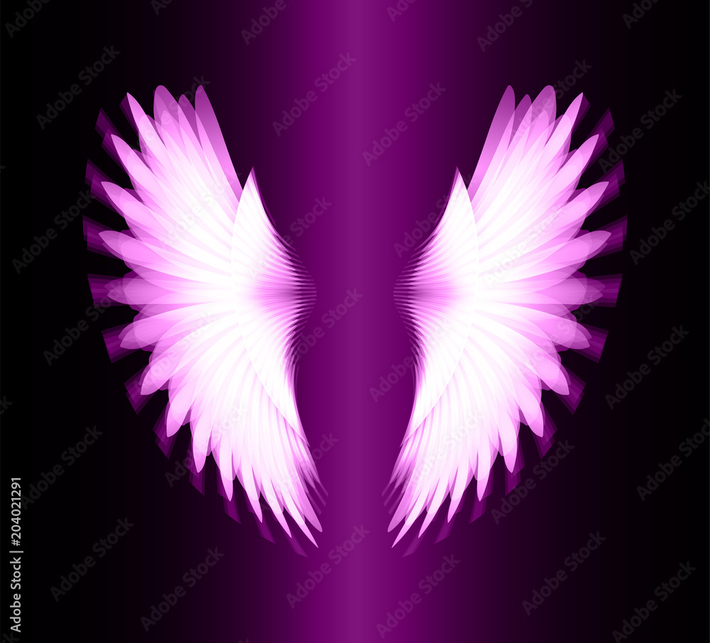 purple glowing, stylized angel wings. vector purple glowing, stylized angel wings. vector