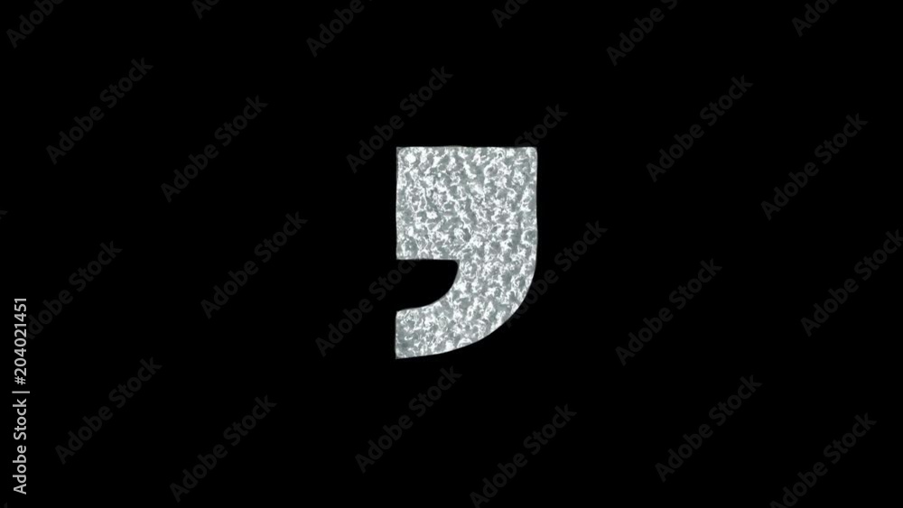 Comma Mark - Animated Ice Water Alphabet Signs Concept Comma Mark - Animated Ice Water Alphabet Signs Concept
