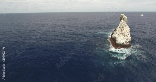 Aerial shots of roca partida rock, revillagigedo archipelago, Mexican pacific.