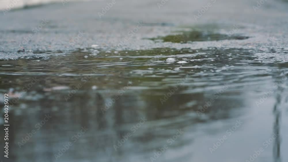 Close up shot of legs of a runner in sneakers. Female sports man jogging outdoors in a park, stepping into muddy puddle. Close up shot of legs of a runner in sneakers. Female sports man jogging outdoors in a park, stepping into muddy puddle.