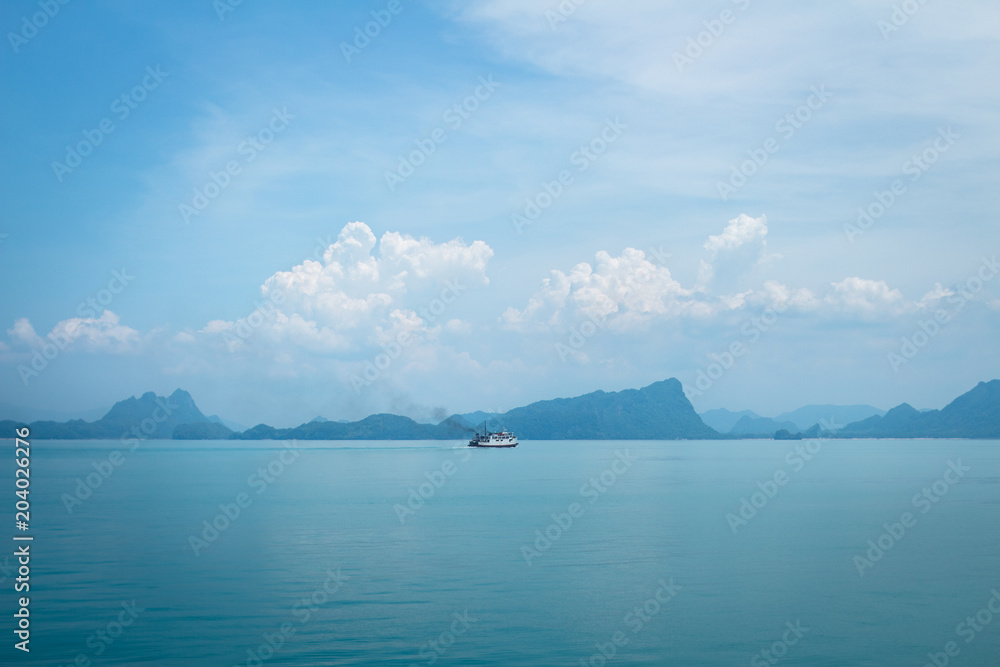 Travel on the island sea the beach Waves and fishing boats Travel on the island sea the beach Waves and fishing boats