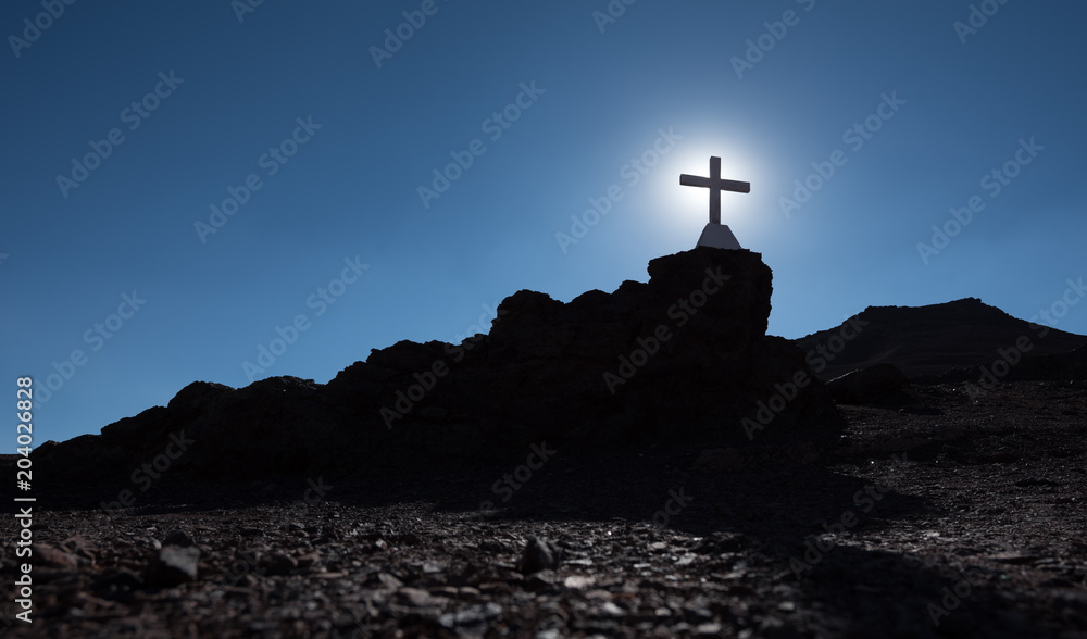 Silhouette of catholic cross