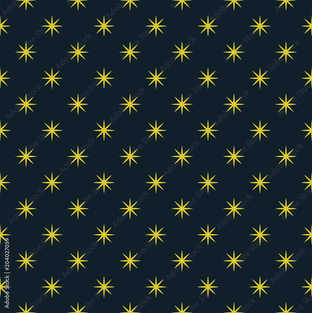 The abstract pattern of the night sky. Beautiful pattern of yellow stars on a blue background. Abstract vector seamless texture The abstract pattern of the night sky. Beautiful pattern of yellow stars on a blue background. Abstract vector seamless texture