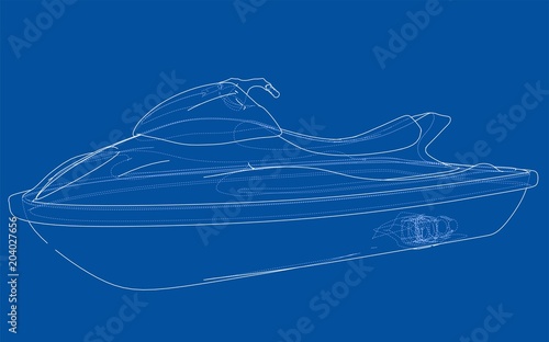 Jet ski sketch. Vector