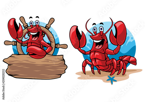 lobster cartoon set