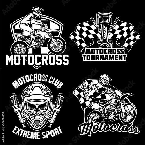 motocross badge design set