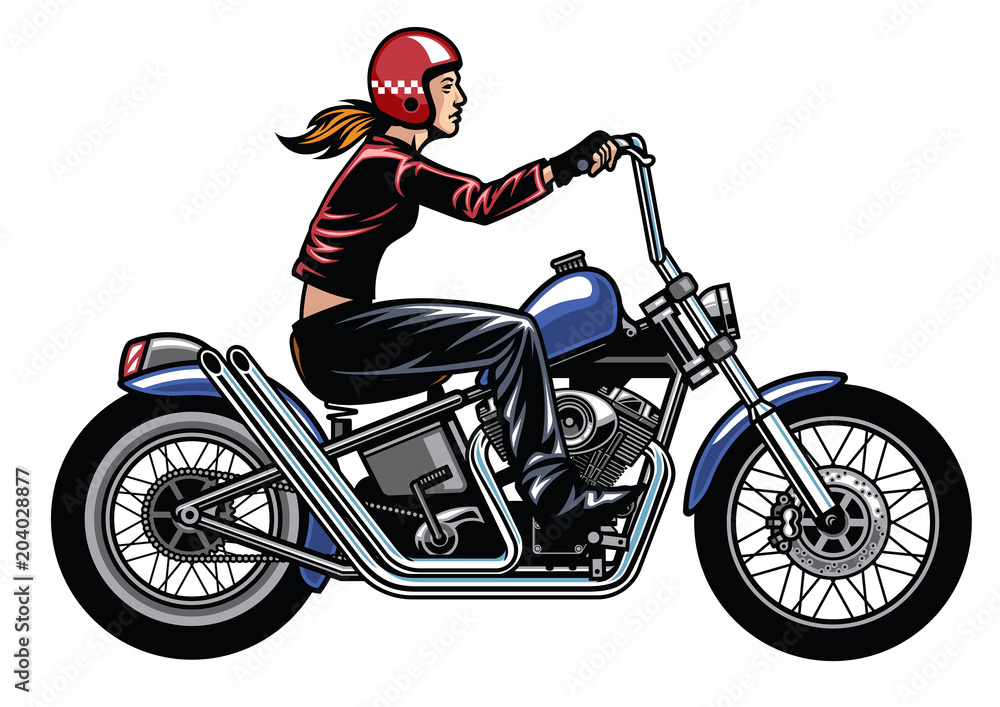 Fototapeta kobiety jadące motocyklem chopper