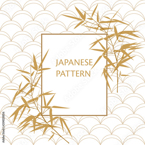 Carta da parati bambù - Carta da parati Gold bamboo template vector. Oriental line pattern and background. 