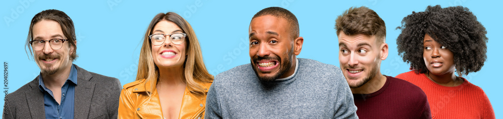 Obraz premium Group of mixed people, women and men confident and happy with a big natural smile laughing