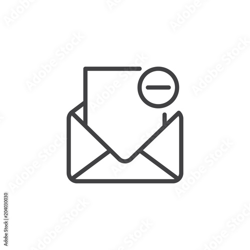Remove mail outline icon. linear style sign for mobile concept and web design. Delete email simple line vector icon. Open envelope minus symbol, logo illustration. Pixel perfect vector graphics