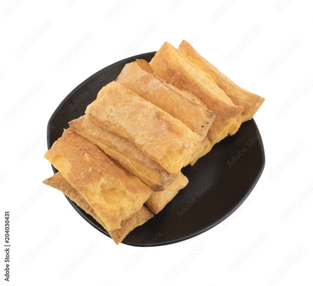 Crunchy Puff Snack Bakery Food Also Know As Khari Indian Tea Time Snack isolated on white background Crunchy Puff Snack Bakery Food Also Know As Khari Indian Tea Time Snack isolated on white background