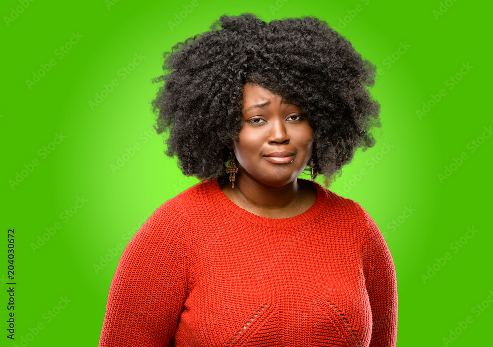 Beautiful african woman with sad and upset expression, unhappy Beautiful african woman with sad and upset expression, unhappy