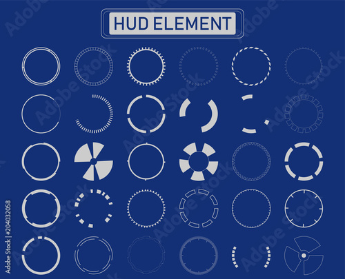 Set of hud circle elements on blue background vector illustration 