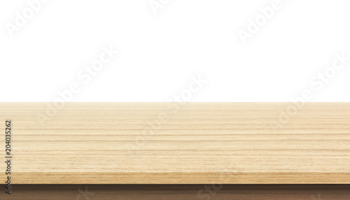 empty wooden shelf on white wall