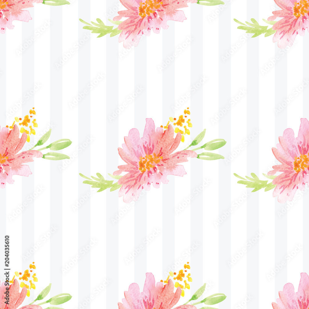 Obraz premium Hand-painted watercolor floral rose Pattern