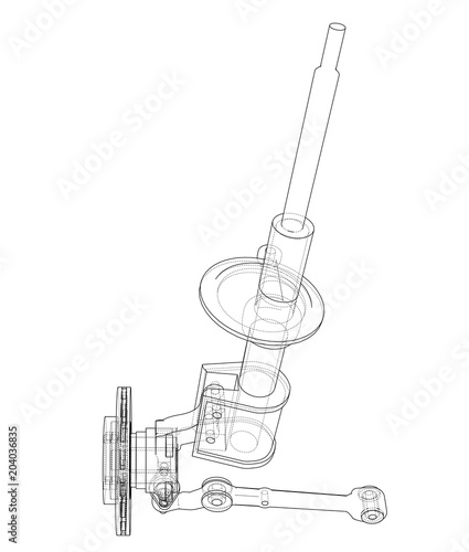 Car dampers with brake disc outline. Vector