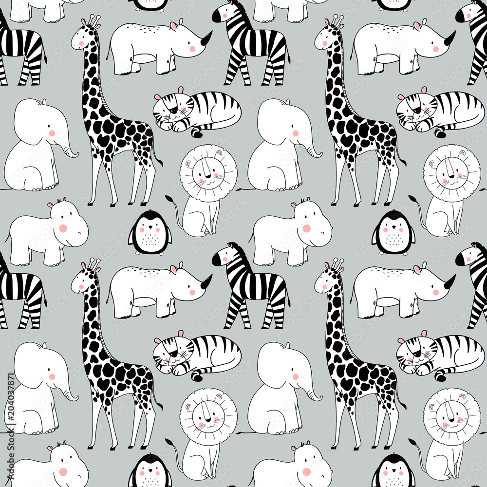 Safari animals vector pattern Safari animals vector pattern