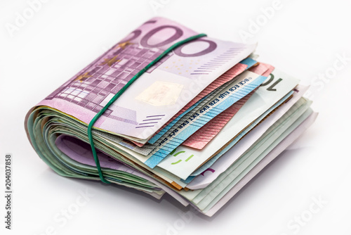 фотографія Euro banknotes in bundle isolated on white