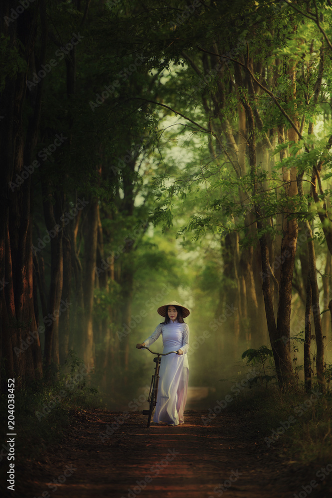 Beautiful woman with Vietnam culture traditional dress,traditional costume ,vintage style,Vietnam Beautiful woman with Vietnam culture traditional dress,traditional costume ,vintage style,Vietnam
