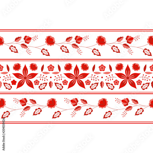 Polish folk pattern vector. Floral ethnic ornament. Slavic eastern european p...
