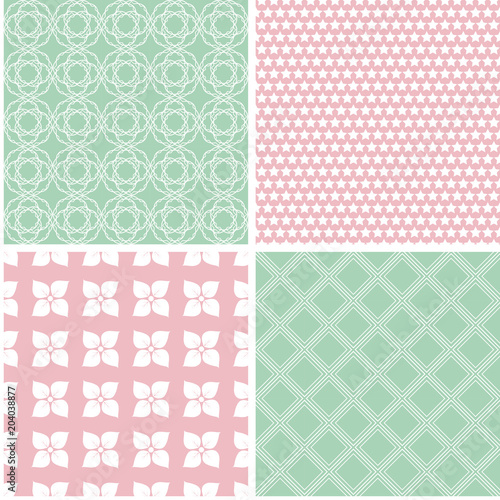 Baby pastel different vector seamless patterns.